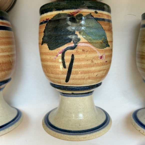 Studio Art Pottery / Set of 6/ Hand Thrown/ water-Wine Goblets / NWOT/ STUNNING - Picture 7 of 13
